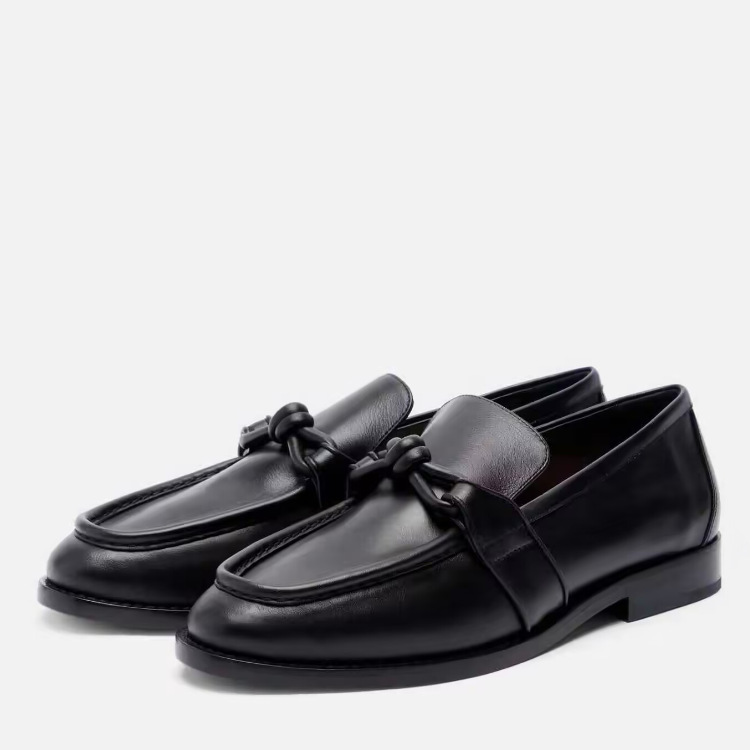 Women Formal Wear Heels - Women's Leather Knot Detail Loafers Slip-On