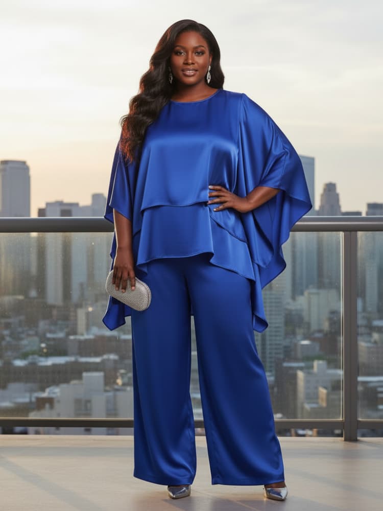 Women'S Formal Wear Suits - Plus Size Round Neck Cape Sleeve