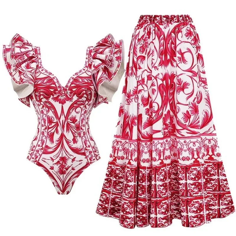 Printed One Piece Swimsuit for - огляд і ціна Monochrome Suit Set
