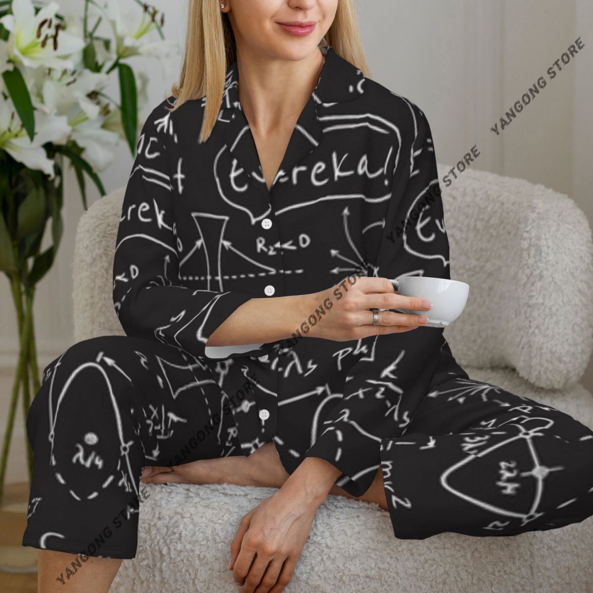 Women Sleepwear Pajamas Scienc - огляд і ціна Monochrome Suit Set