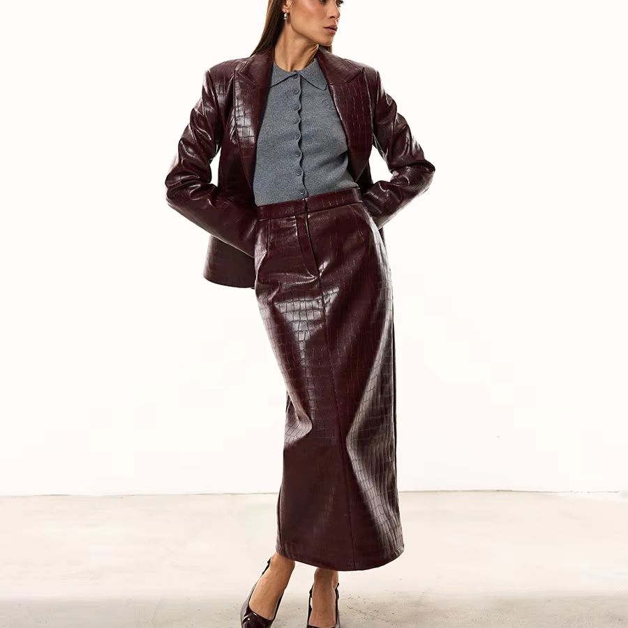 IG Women Burgundy Croc Faux Le - огляд і ціна Women'S Formal Wear Suits