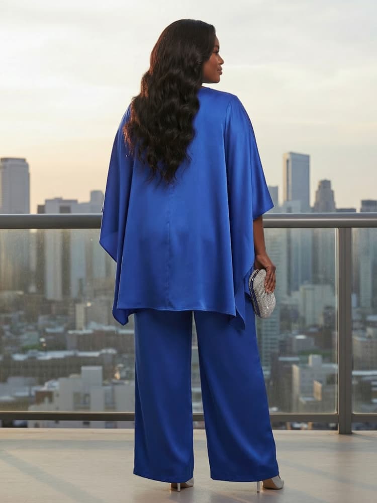 Plus Size Round Neck Cape Slee - огляд і ціна Women'S Formal Wear Suits